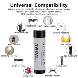 6 Pcs 18650 Battery 3600mAh Flat Top Batteries, 18650 Rechargeable Battery 3.7V li-ion Battery for Flashlights, Headlamps