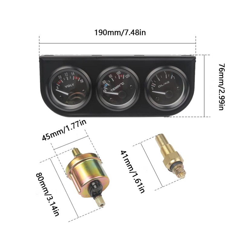 Riloer 12 V Three in One Sensor for Oil Instrument