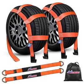 Nilight 2Pcs Tow Dolly Basket Straps with Flat Hook for 14”-19” Tires Car Heavy Duty Wheel Straps 11128LBS Break Strength with 2 Axle Straps for Trailer