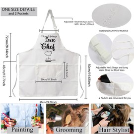 BNQL Head Chef and Sous Chef Aprons Matching Family Aprons with Pockets Mum Dad Son Daughter Kitchen Apron Housewarming Gift