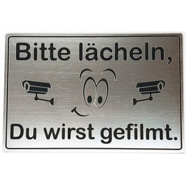 Sign Camera Surveillance Please Smile 15 x 10 cm Engraved Video Surveillance Weatherproof