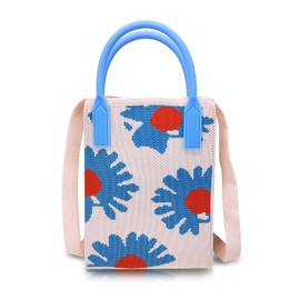 AfitLulu Knitted Phone Purse, Exquisite Flower Pattern Cell Phone Crossbody Bag, Contrast Aesthetic Handbag, Shoulder Bag for (pink)