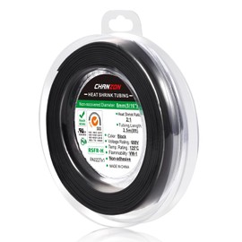Chanzon 2:1 Ratio 5/16" (8mm) Heat Shrink Tubing 8Ft Roll (2.5M Total Length) Black Polyolefin Sleeving Wrap Shrinking 2 to 1 1pcs