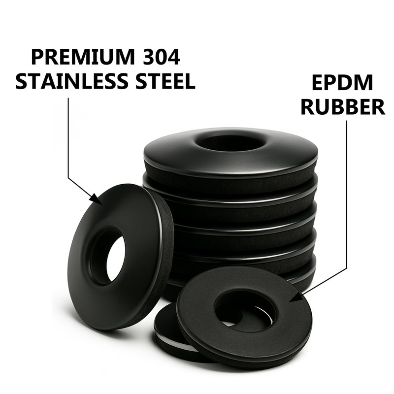 100 PCs #8 EPDM Bonded Sealing Washers, 304 Stainless Steel