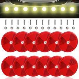 Abnaok 12 Pack Front Reflector Round Reflector for Driveway Fence Gate Posts Trailers Safety Reflectors Automobiles Boats Mailboxes Reflector with Center Mounting Hole