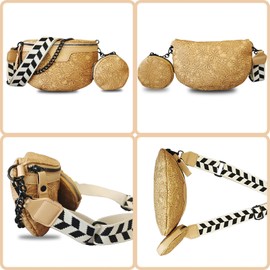 feifuns Fanny Packs for Women, Fashion Sling Purse Shoulder Bag Crossbody Bags for Women Vegan Leather Causal Chest Bum Bag Cross Body, khaki, western