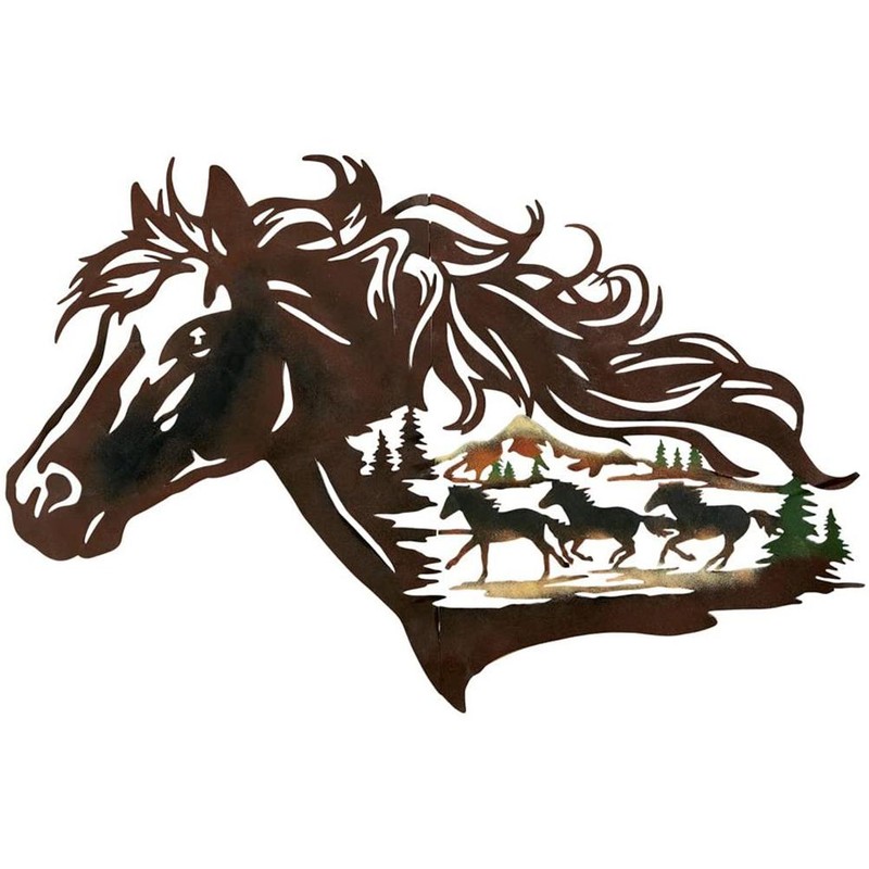 Metal Horse Silhouette Wall Art Decor Running Horses Animal Sculptures