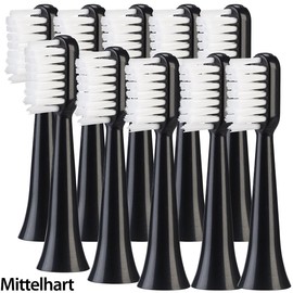 newgen medicals Zubehör zu Zahnbürsten: 10er-Set Aufsteckbürsten für Akku-Schallzahnbürste SZB-300, mittelhart (Reisezahnbürste, Elektrische Zahnbürste)