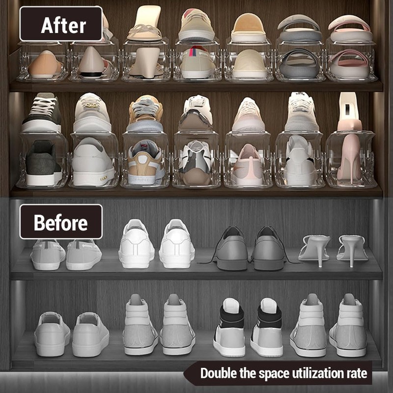 Shoe Slots Organizer, 12 Pack 3 Levels Adjustable Shoe Slots
