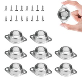 STCRERAG Pack of 8 Ball Bearing Transfer Bearing Small Nylon Ball Roller Bearing Flat Ball Roller Ball Roller Furniture Castors Round Wheels Mounted Bearing with 16 Screws for Furniture Sliding Sledge