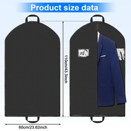 Hejo Garment Bag, Suit Bag, Dustproof Garment Protection Cover, Waterproof Women's and Men's Garment Bag, Suit with Handles & Zip, Suit Protective Cover for Coat, Dress (Black, 110 x 60 cm)