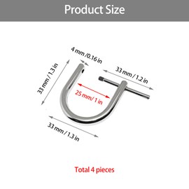 YJFY Metal D Ring Buckle Half Round D Ring Buckles Semicircular Buckle The Seams Do Not Need To Be Removed For Backpacks, Cat Collar, Belt, Silver screw, 25 mm