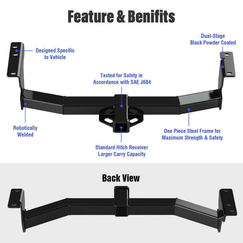 APS Rear Trailer Hitch, 2 inch Towing Hitch Receiver Class