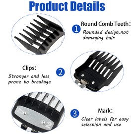 4 Pcs Clipper Guards for Wahl,Hair Clipper Guide Combs with Metal Clip,Replacement Hair Clippers Trimmers,Clipper Cutting Guards Attachments,Professional Cordless Hair Clipper Guards(Black)