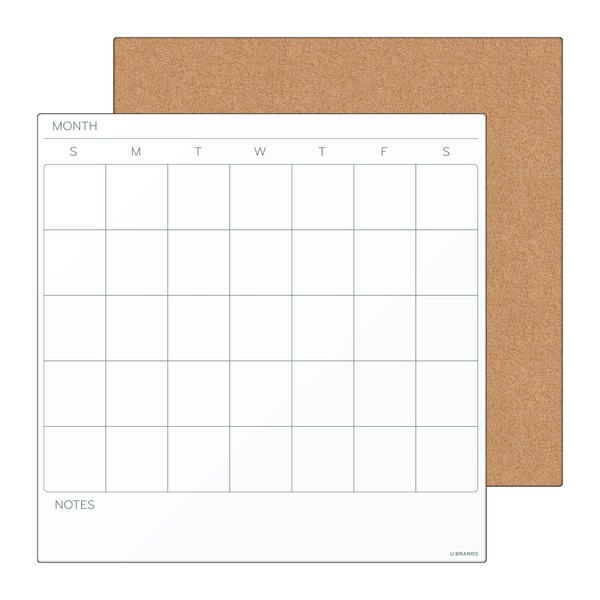 U Brands Tile Board Value Pack, Dry-Erase Calendar, Corkboard, 14