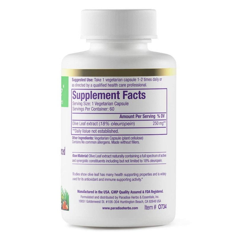 Paradise Herbs Olive Leaf Extract from Spanish Andalusian Olive Trees,