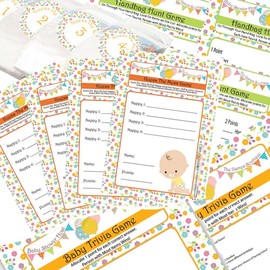 RUSTIC ROBIN RR Designs Baby Shower Games Bundle for 16 Guests 3 activities for 8, 10, 12 16 People