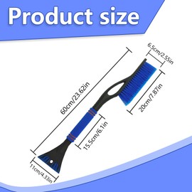 YongSral 2-in-1 Car Snow Brush, 60 cm Ice Scraper Car with Broom, Car Snow Brush, Car Snow Brush, Windscreen Scraper Car with Foam Handle for Car, Truck and SUV (Blue)