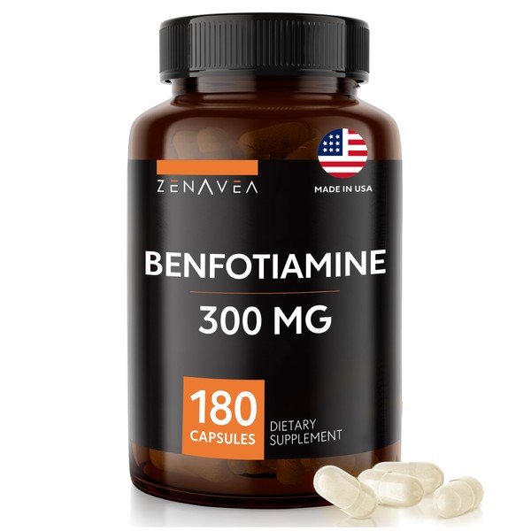 Zenavea Benfotiamine 300mg - Benfotiamine b1-180 Capsules (3 Months Supply) - Vegan, Non-GMO, Gluten-Free