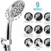 Skyon Handheld Shower Head High Pressure 9-Setting w/60" Hose &