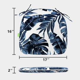 LVTXIII Outdoor Chair Cushions Set of 4, Patio Seat Cushions 16x17 Inch with Ties for Patio Furniture Chairs Home Garden Use, Cabana Navy