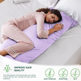 Love's cabin Body Pillow Cover, 20x54 inches Light Purple Soft Satin Body Pillow case with Envelope Closure, Silky Cooling Body Pillow Pillowcases for Hair and Skin, Similar to Silk Pillow Cases