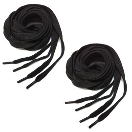 LIHUAMAO 2 Pairs Non-Slip Pure Cotton Flat Shoelaces 46"- 48" Inch Length 5/16" Wide (Black, 110cm/43inch)