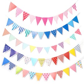 CHENLONB Triangle Flags, Colorful Flags, Stylish, Popular, Cute, Party Decoration, Birthdays, Weddings, Room Decoration, Wall Decoration, Outdoors, Cultural Festivals, Sports Events, Triangle Flags, Set of 5, Approximately 16.4 ft (5 m) Long