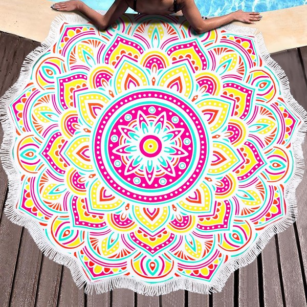 Benefeet Sox Large Mandala Beach Towel Round Microfiber Circle Beach