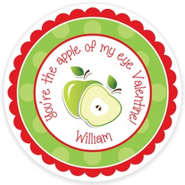 Kids Valentine's Day Stickers Treat Bag Stickers Apple of My Eye Classroom Valentines School Valentine Stickers - Set of 24