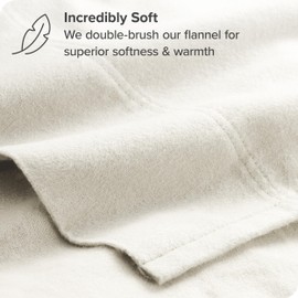 Bare Home Flannel Sheet Set 100% Cotton, Velvety Soft Heavyweight - Double Brushed Flannel - Deep Pocket (Queen, Cream)