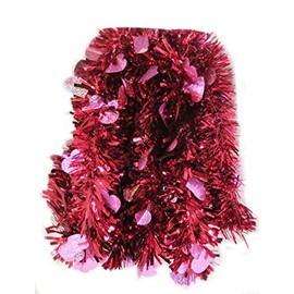 Big City Bargains Deluxe Thick Red Valentine Tinsel Garland Decorations 15 Feet (RED & Pink Hearts)