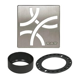 Schluter Kerdi-Drain Grate Kit with Integrated Slope Bonding Flange - Ideal for Bathroom or Wet Rooms - 4" Brushed Nickel Curve, Adjustable - KDIF4GRKEBTD6