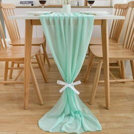 CHUQING Chiffon Table Runner 70 cm x 3 m Mint Green Table Collection Dining Table Decoration for Picnic Party Kitchen Wedding