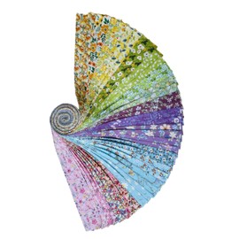 Jelly Roll Fabric - 20 Assorted Floral Prints, 100% Cotton, 40 Pre-Cut Strips (2.5 x 44 Inch) Fabric for Quilting and Sewing， Colorful
