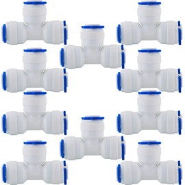 CESFONJER 1/4" OD Quick Connect, T Type 3-Way Connector | Mouser 1/4" to 1/4" Push Fit Fittings | Fitting for Mouser Ro Water Filters | Water Filter Dispensers and Reverse Osmosis 10 pcs