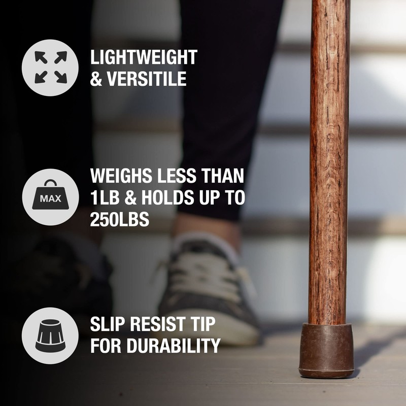Brazos Handcrafted Wood Walking Cane, Twisted Oak, Crook Style Handle,