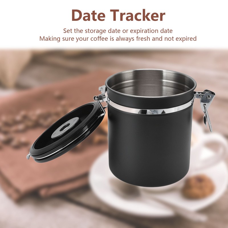 Airtight Coffee Canister Storage Jar Date Tracker CO2 Release Valve