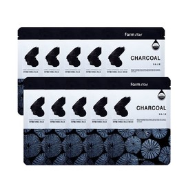 Farmstay Visible Difference Charcoal Mask Pack (10 sheets) / 팜스테이 비저블 디퍼런스 마스크팩 숯 10매