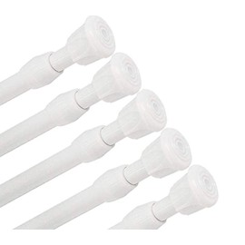 Goodtou 5 Pack Spring Tension Rods for Windows 28 to 48 Inch Adjustable White Tension Curtain Rods No Drilling Small Spring Loaded Curtain Rods for Closet Cupboard Bar