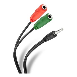 Steren Cable auxiliar plug 3,5 mm TRRS a 2 jacks 3,5 mm de 17 cm 252-142
