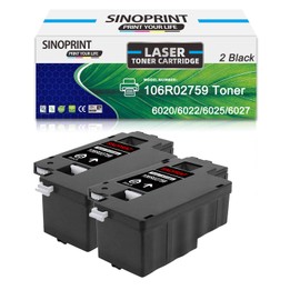 SINOPRINT Compatible Toner Cartridge Replacement for Xerox WorkCentre 6027 6025, Xerox Phaser 6022 6020 (106R02759 Black, 2Pack) (2Black)