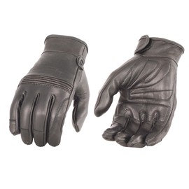 Milwaukee Leather Men's Black Leather Riding Gloves - Gel Palm - Solid or Perforated Versions (4X-Large, Solid Leather)