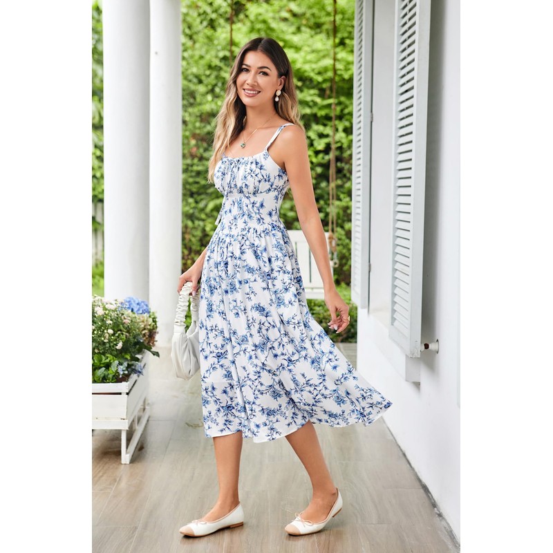 Scarlet Darkness Floral Sun Dress for Women Ruched Bust Flowy