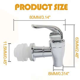 Murtenze Spigot for Beverage Dispenser, Silver Drink Dispenser Replacement Spout Push Style Faucet for Beverage Dispenser Spigot Replacement Glass Water Dispenser Spout (2 PACK)
