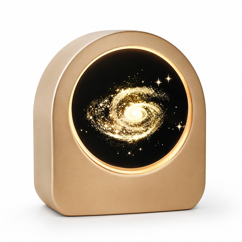 LED Galaxy Crystal Ball with Wooden Base for Home Decor