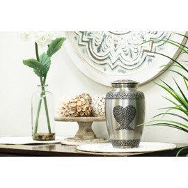 Guardian Angel Wings Silver Pewter Cremation Urn by Glow Choice: Funeral Urns for Ashes/Gift or Tribute Vase for Burial Memorial/Beautiful & Affordable