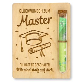 ZUKLA® Packaging for Money Gifts Wood 13 x 10 cm with Test Tube - Master Graduation Gift 2025 - Money Gift Packaging - Gift for Master Degree