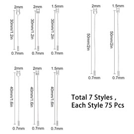 SUNNYCLUE 1 Box 600 Pieces 8 Style 30 mm 40 mm 50 mm Various Head Pins Stainless Steel Ball Pins Eyelet Pins for Jewellery Making Various 22 Gauge Open Eye Pins Flat Head Pins Bead Accessories