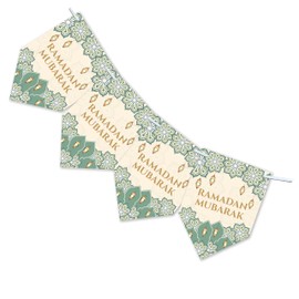Eid Mubarak Ramadan Kareem Iftar Party Muslim Islam Pendant Bunting Home Party Banner Decor x 12 flags - Ramadan Mubarak